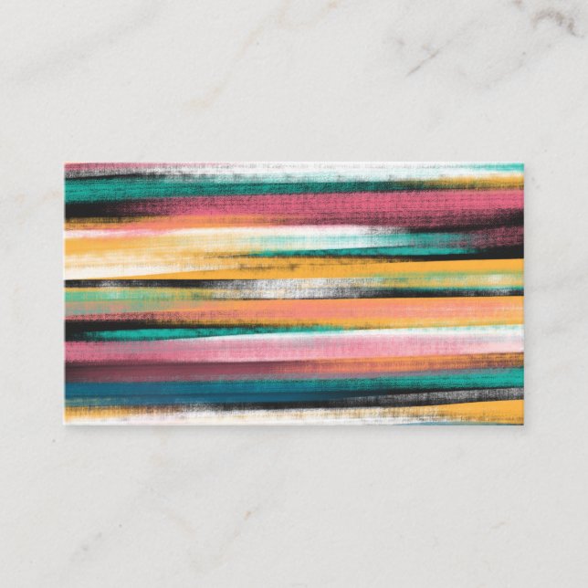 Modern Colourful Brush Strokes Stripes Oil Paint Business Card (Front)
