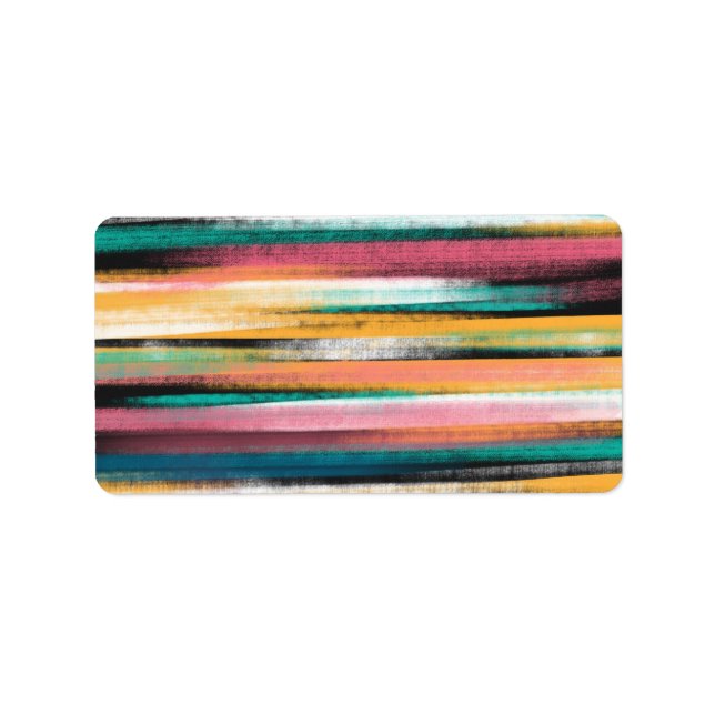 Modern Colourful Brush Strokes Stripes Oil Paint Label (Front)