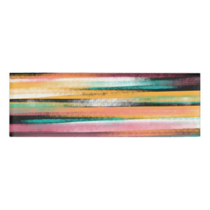 Modern Colourful Brush Strokes Stripes Oil Paint Name Tag