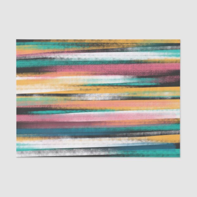 Modern Colourful Brush Strokes Stripes Oil Paint Tissue Paper (Front)