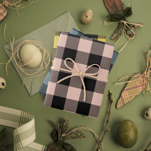 Modern Colourful Buffalo Plaid Easter Wrapping Paper Sheet