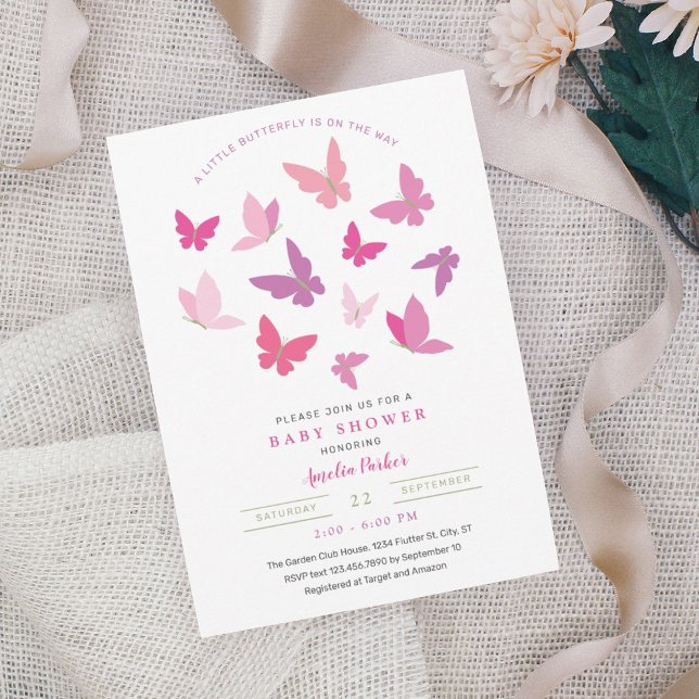 Modern Colourful Butterflies Baby Shower Invitatio Invitation (Creator Uploaded)