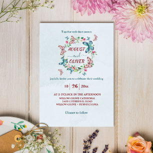 Modern colourful Butterflies wedding invitation