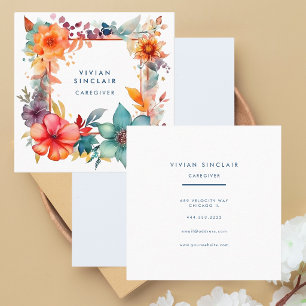 Modern Colourful Caregiver Health Aide Square Business Card