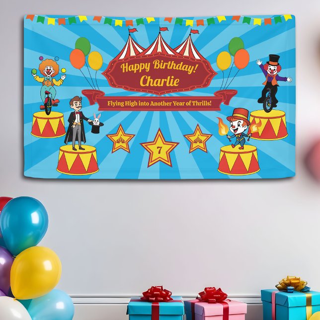 Modern Colourful Cartoon Circus Kids' Party Banner (Creator Uploaded)