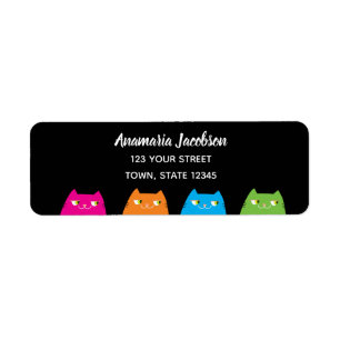 Modern Colourful Cats Return Address