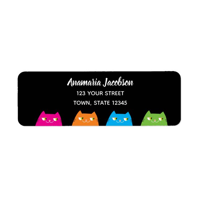 Modern Colourful Cats Return Address (Front)
