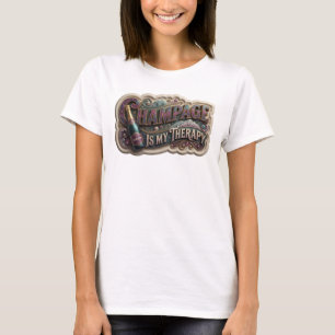 Modern Colourful CHAMPAGNE IS MY THERAPY T-Shirt