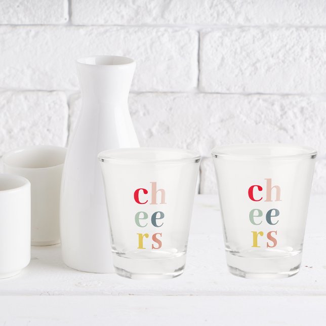 Modern Colourful Cheers | Pastel Colours Shot Glass (Creator Uploaded)