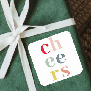 Modern Colourful Cheers   Pastel Colours Square Sticker