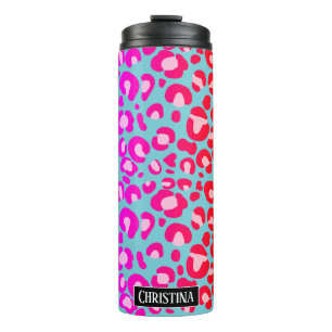 Modern Colourful Cheetah Print with Name Thermal Tumbler