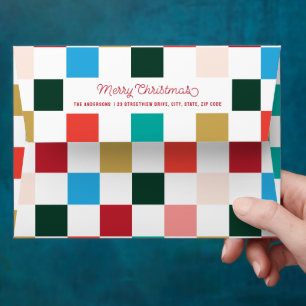 Modern Colourful Chequerboard Christmas Envelope