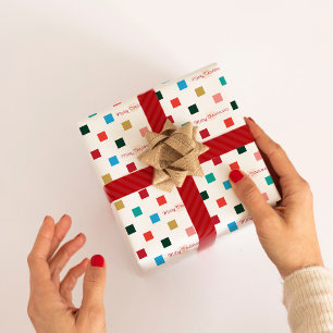 Modern Colourful Chequerboard Christmas  Wrapping Paper Sheet