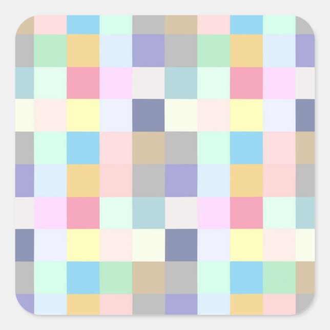 Modern Colourful Chequerboard Square Sticker (Front)