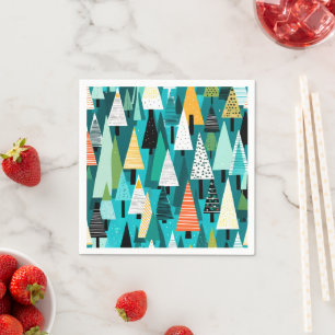 Modern colourful Christmas tree pattern Napkin
