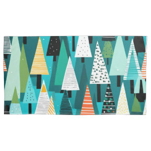 Modern colourful Christmas tree pattern  Pillowcase