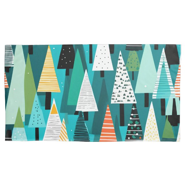 Modern colourful Christmas tree pattern  Pillowcase (Front)