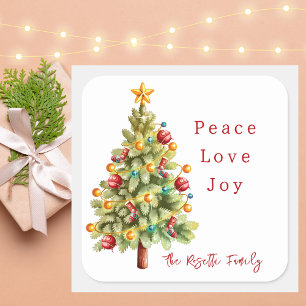 Modern Colourful Christmas Tree Square Sticker