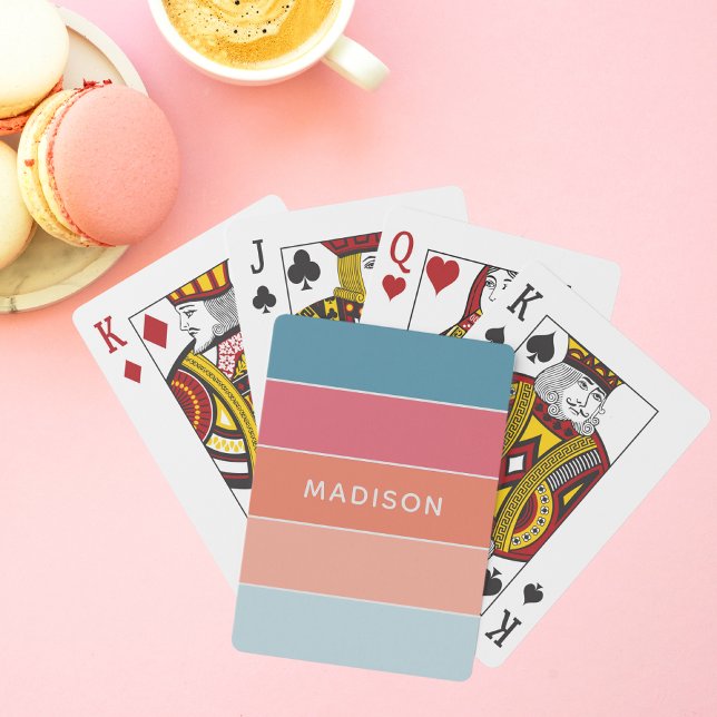 Modern Colourful Colorblock Personalised Name Chic Playing Cards (Creator Uploaded)