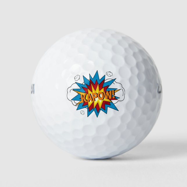 Modern Colourful Comic Book KAPOW Pop Art Golf Balls (Front)