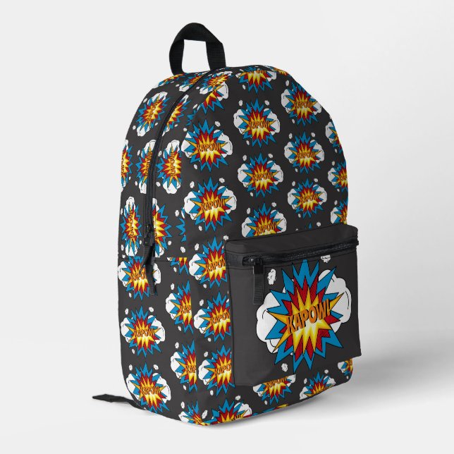 Modern Colourful Comic Book KAPOW Pop Art Printed Backpack (Back Corner Left)
