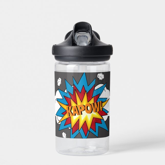 Modern Colourful Comic Book KAPOW Pop Art Water Bottle (Front)