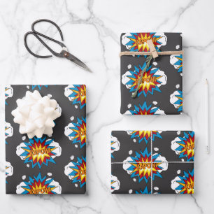 Modern Colourful Comic Book KAPOW Pop Art Wrapping Paper Sheet