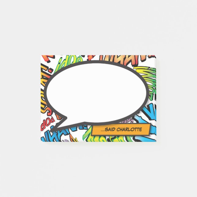 Modern colourful Comic Book Pop Art Speech Bubble  Post-it Notes (Front)