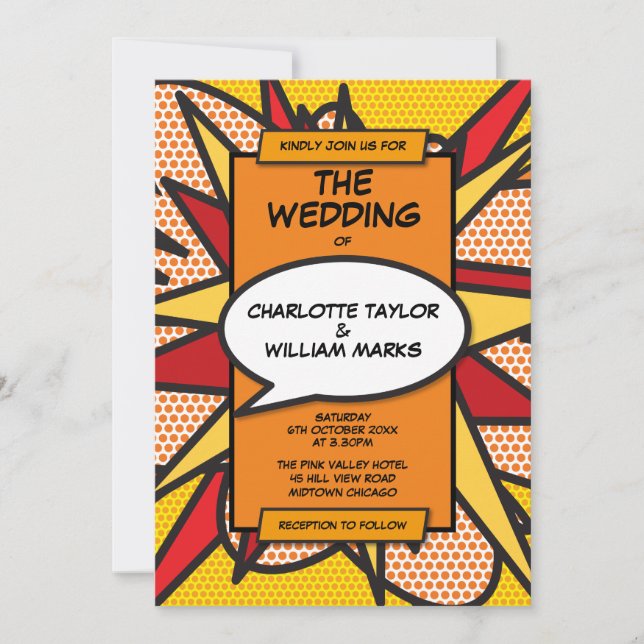 Modern Colourful Comic Book Wedding Invitation (Front)