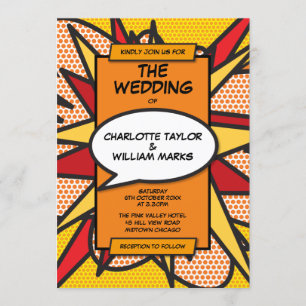 Modern Colourful Comic Book Wedding Invitation