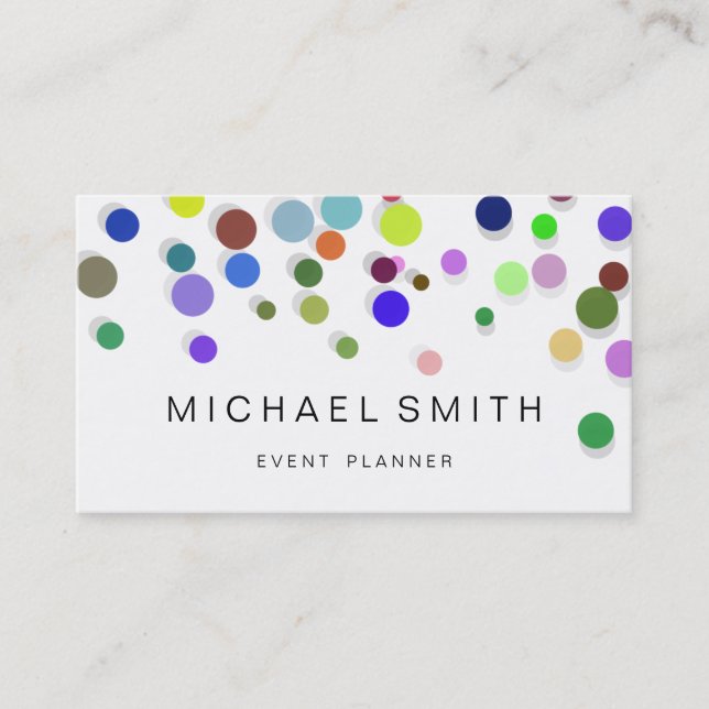Modern Colourful Confetti Dots Business Card (Front)