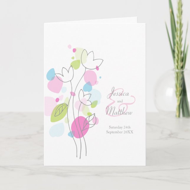 Modern colourful confetti flower petals Wedding Programme (Front)