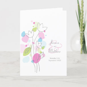Modern colourful confetti flower petals Wedding Programme