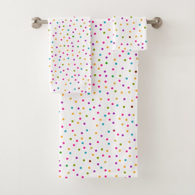 modern colourful confetti white towel set (Insitu)