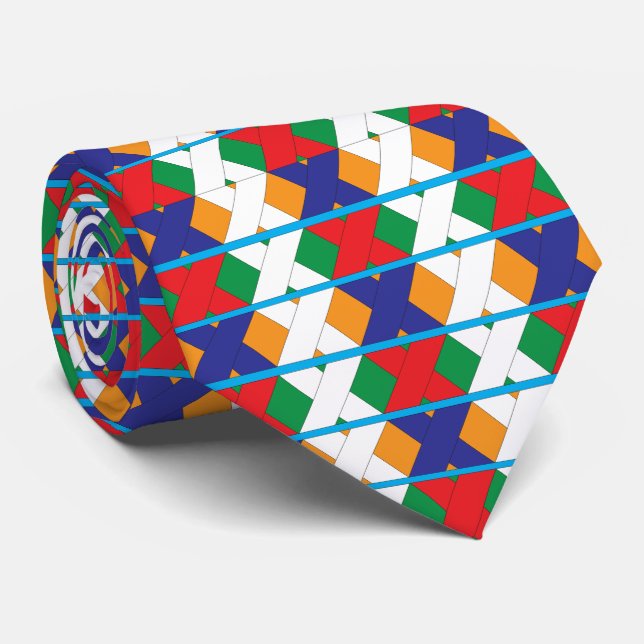 Modern Colourful Contemporary Geometric Pattern Tie (Rolled)