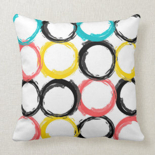 Modern, colourful, cool, unique, trendy circles cushion
