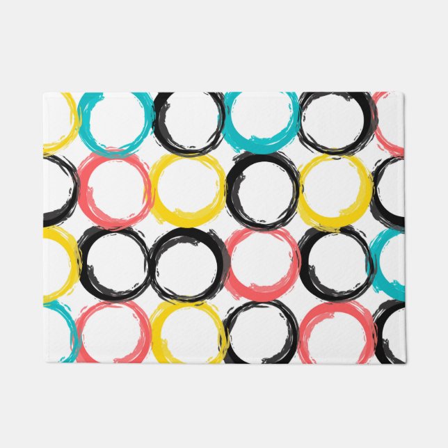 Modern, colourful, cool, unique, trendy circles doormat (Front)