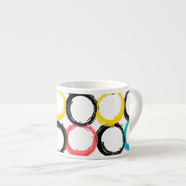 Modern, colourful, cool, unique, trendy circles espresso cup (Front Right)