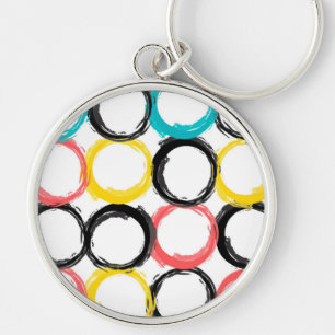 Modern, colourful, cool, unique, trendy circles key ring