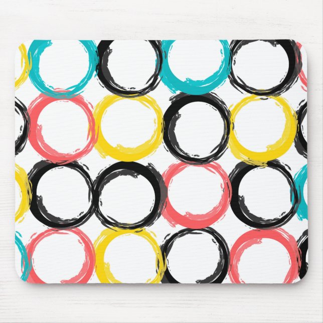 Modern, colourful, cool, unique, trendy circles mouse mat (Front)