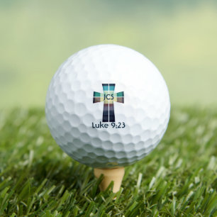 Modern Colourful Cross Monogrammed Bible Verse Gol Golf Balls