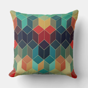Modern Colourful Cubes Geometric Pattern Cushion