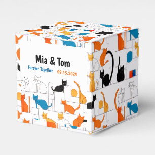 Modern Colourful Custom Elegant Cat Silhouette Favour Box