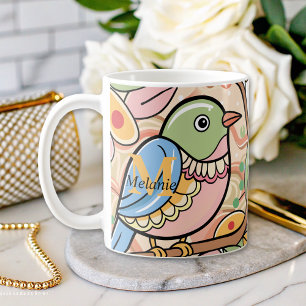 modern colourful cute bird  coffee mug