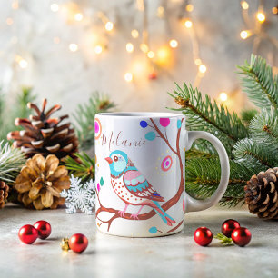 modern colourful cute bird coffee mug