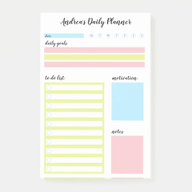 Modern Colourful Daily Planner Post-it Notes (Front)