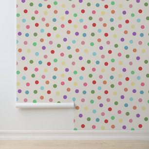 Modern Colourful Dots Pattern Cream Wallpaper