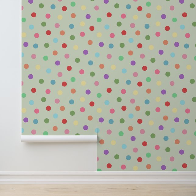 Modern Colourful Dots Pattern Green Wallpaper (Application)