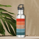Modern Colourful Earth Colorblock Personalised Nam 710 Ml Water Bottle<br><div class="desc">This colourful and modern design features a colour-block pattern in blue,  brown and orange with your personalised name</div>