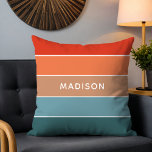 Modern Colourful Earth Colorblock Personalised Nam Cushion<br><div class="desc">This colourful and modern design features a colour-block pattern in blue,  brown and orange with your personalised name #cushions #throwpillows #homedecor #gifts</div>